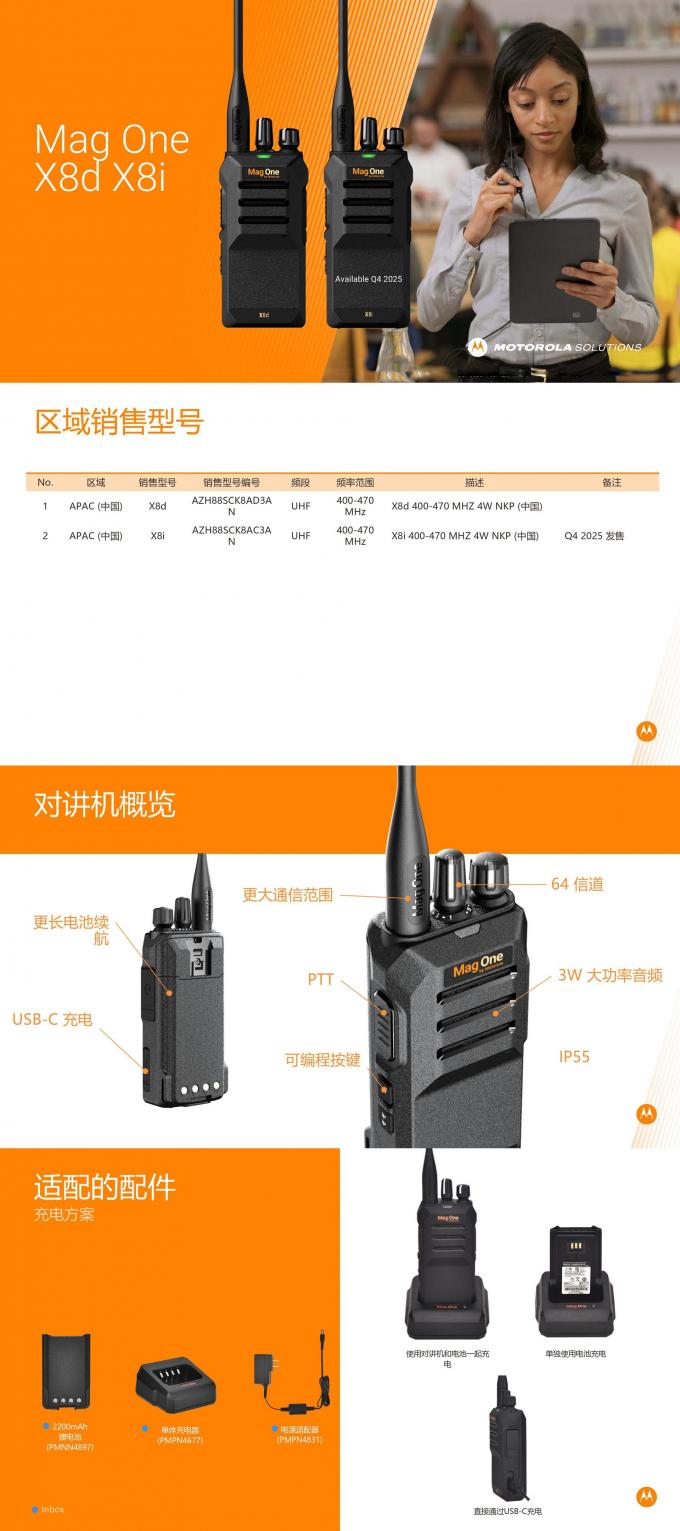 Mag One X8d/X8i数字对讲机背面展示
