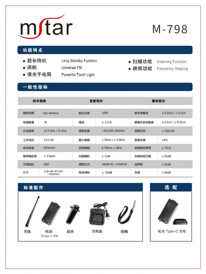 闵兴通M-798对讲机包装展示