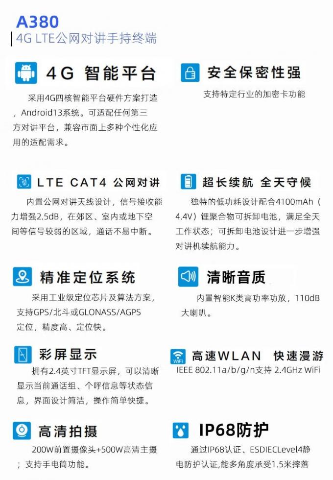HCPA308公网插卡对讲机尺寸展示