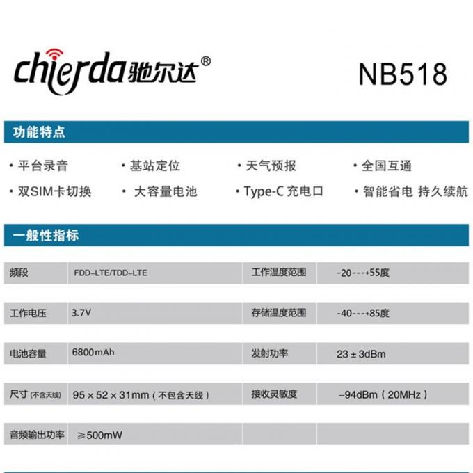 驰尔达NB518对讲机侧面视图